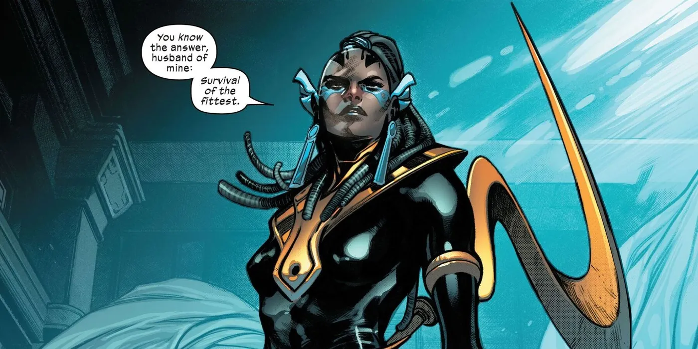 Genesis addressing Apocalypse as her husband, comic panel