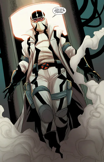 Fantomex in his white costume, comic panel