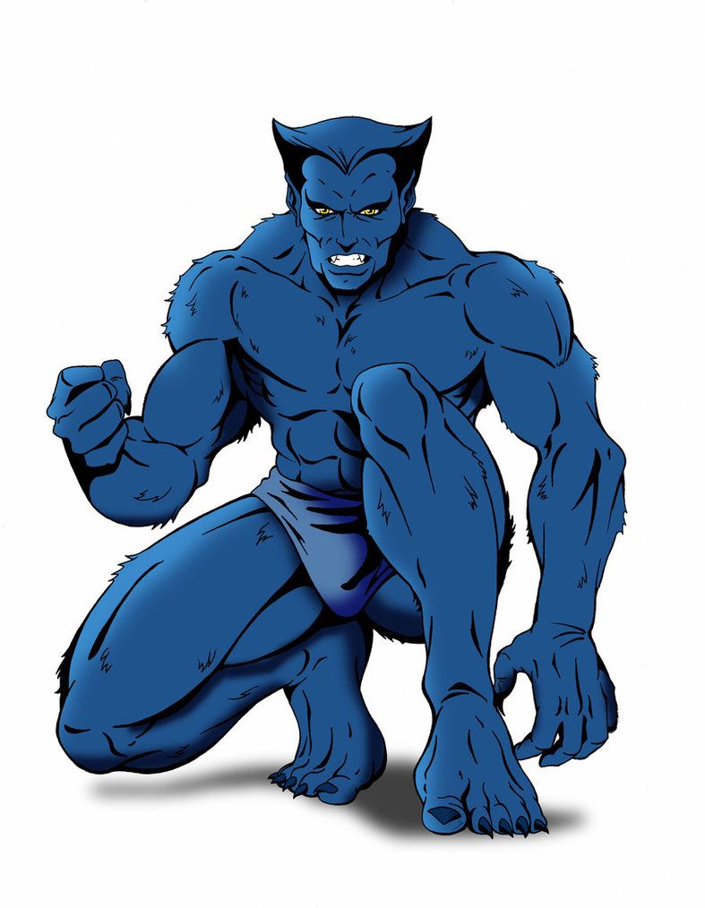 Beast in ape-like blue form, comic art