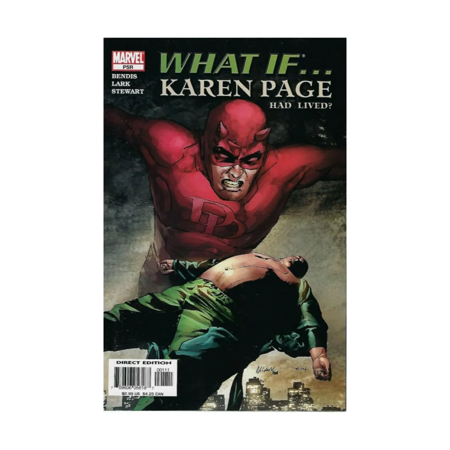 Cover of What If Karen Page Had Lived showing Daredevil over the Kingpin, comic cover
