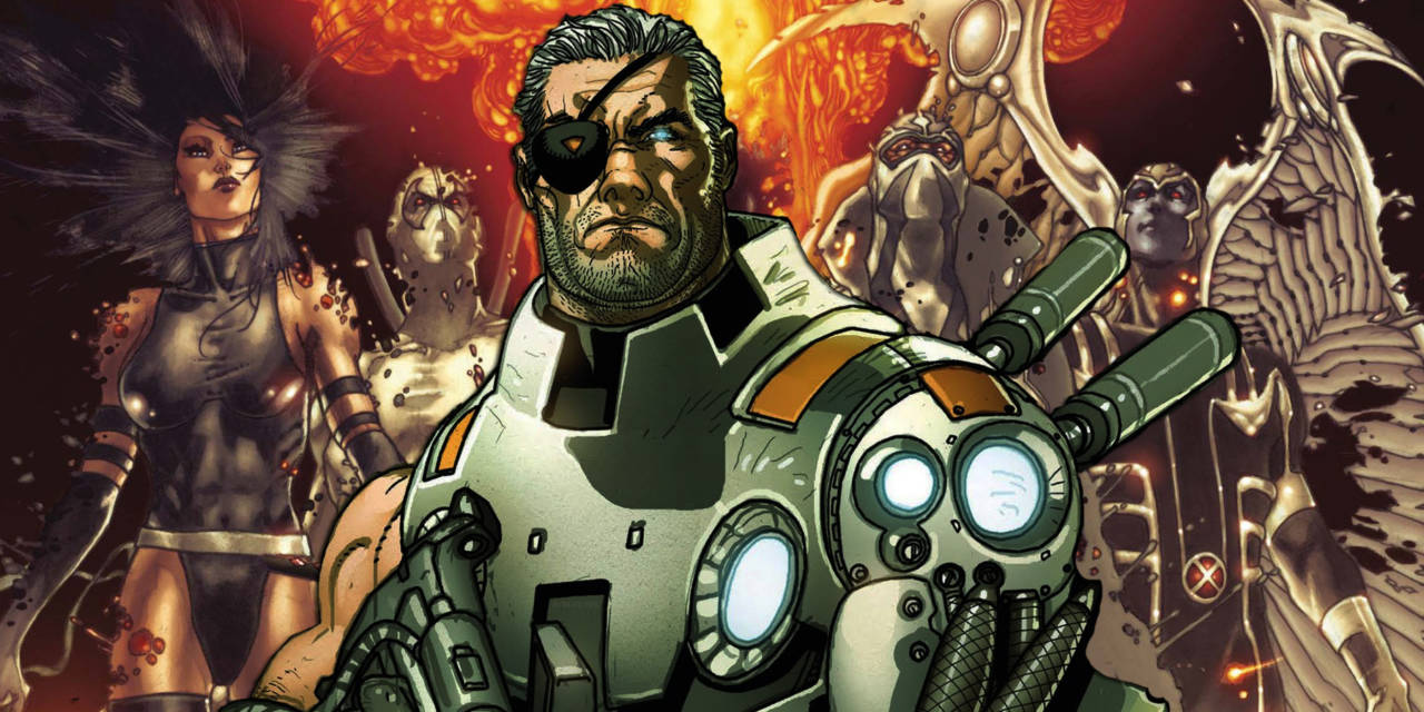 Cable leading X-Force comic art