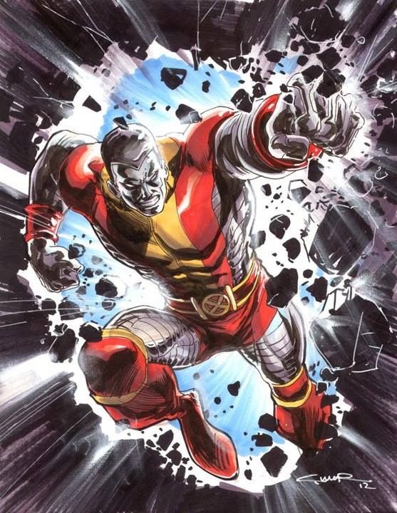 Colossus in organic steel form comic art