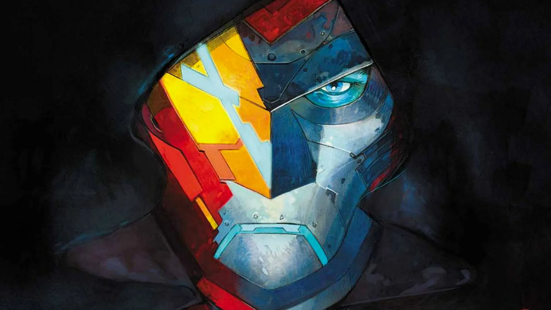 Doctor Doom as the Infamous Iron Man, painted mask close-up