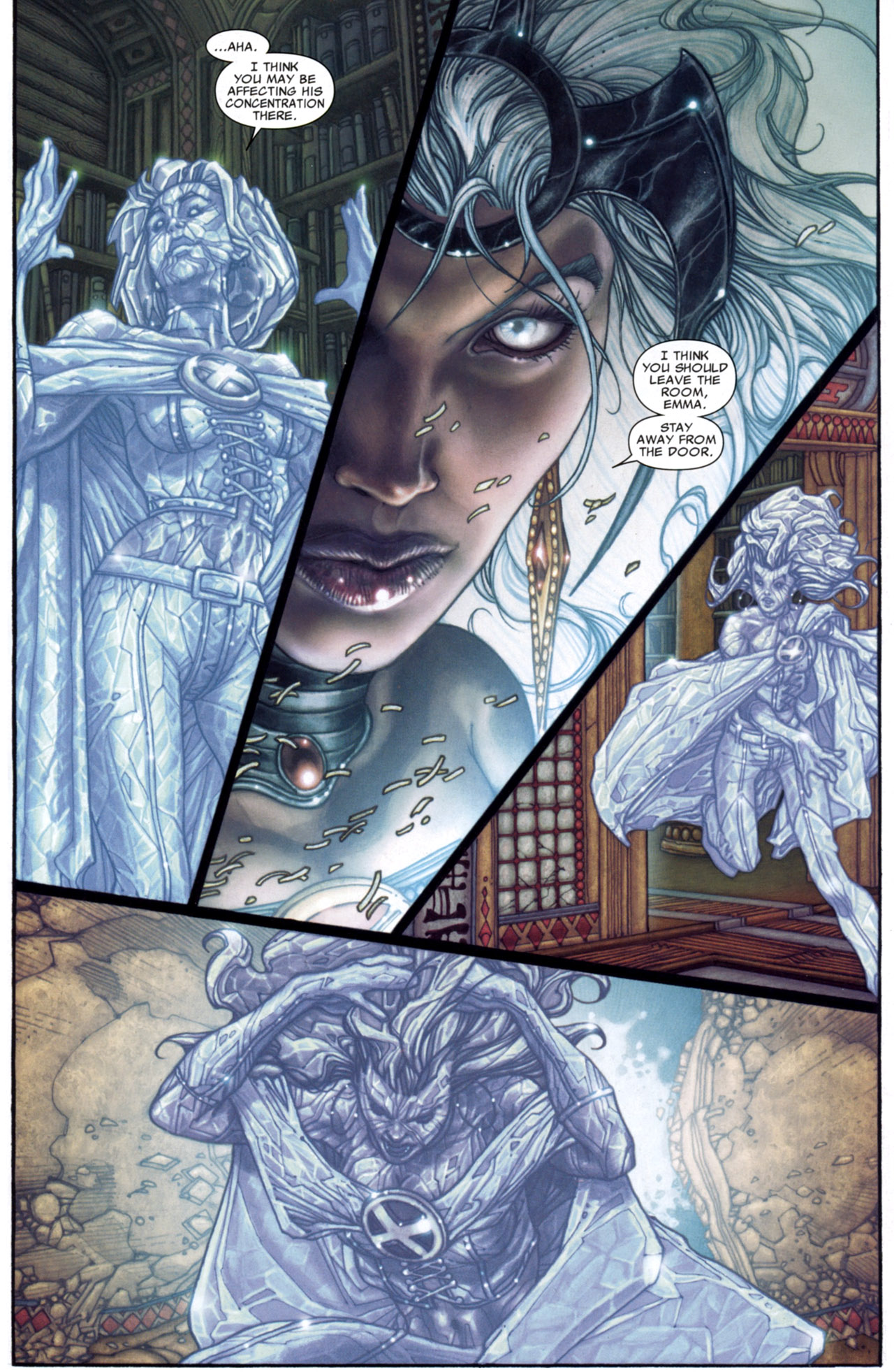 Comic panel of Emma Frost in diamond form