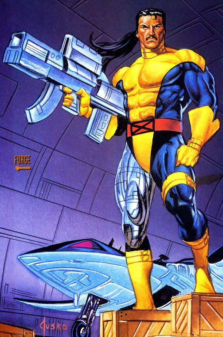 Forge holding one of his futuristic inventions