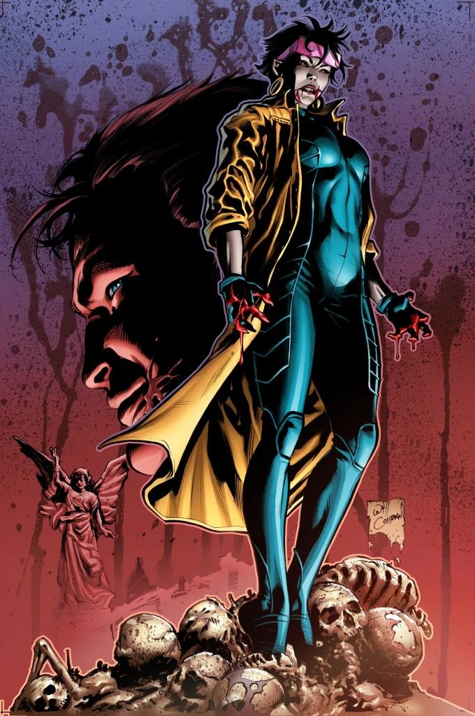 Vampire Jubilee: X-Men vol. 3 #24 textless art — fangs, blood, and the classic yellow coat