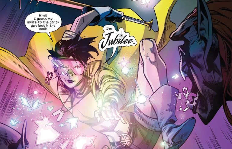 Jubilee in her yellow coat with sparkling plasmoids bursting from her hands