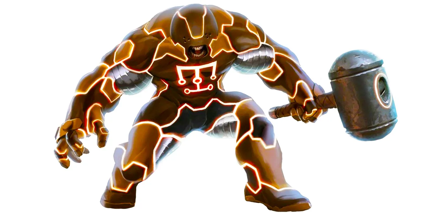Character art of Kuurth, the hammer-wielding Worthy form of Juggernaut