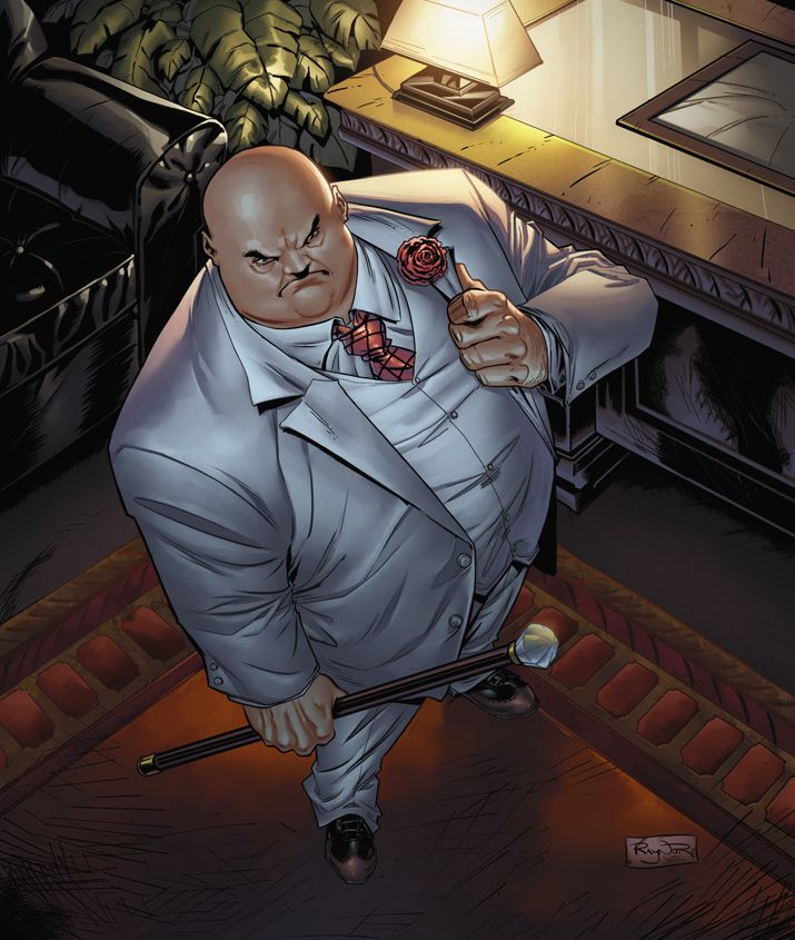 Kingpin in his white suit, comic art