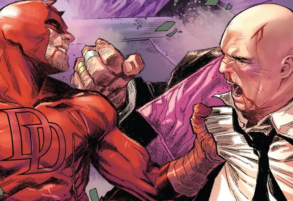 Comic art: Daredevil confronting the Kingpin