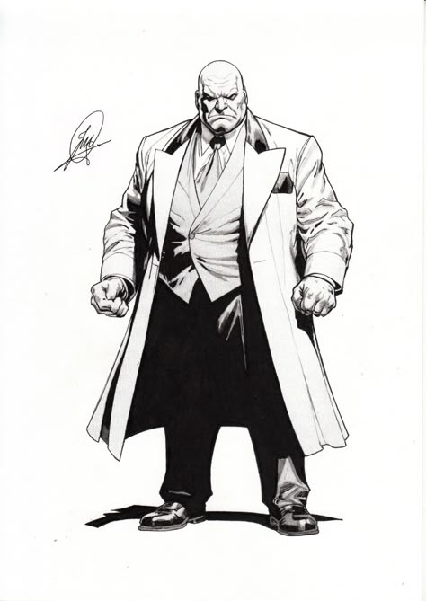 Comic panel: Kingpin grappling with Spider-Man