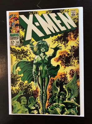X-Men #50 cover (1968), art by Jim Steranko: Polaris confronts the X-Men