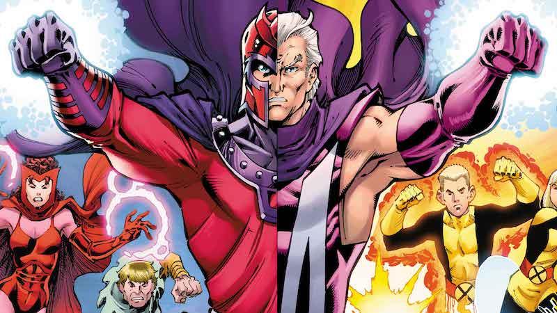 Promotional art for Marvel's Magneto series showing Magneto with young mutants