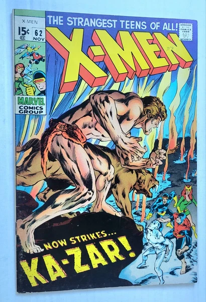 X-Men #62 cover: Ka-Zar and Zabu confronting the X-Men in the Savage Land