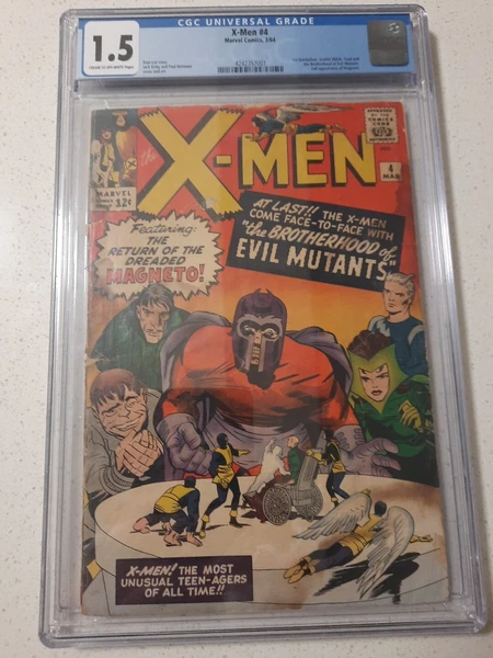 X-Men #4 cover: Magneto and the Brotherhood of Evil Mutants over the fallen X-Men