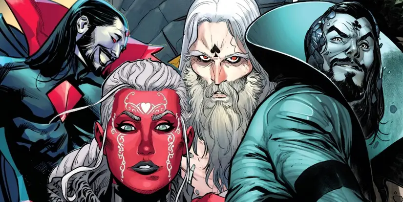 Comic art compilation: Mister Sinister, Orbis Stellaris, Mother Righteous and Doctor Stasis