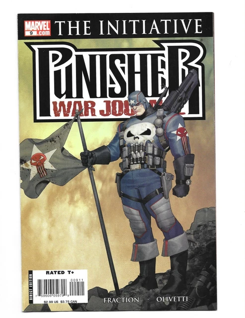 The Punisher in Captain America-inspired gear holding a flag, War Journal 9 cover