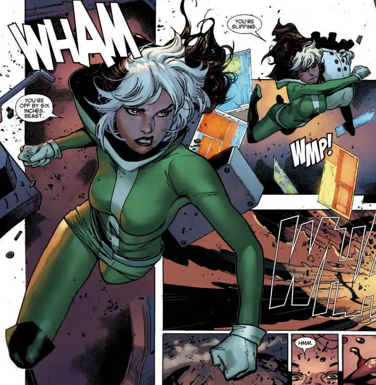 Rogue in flight comic panel