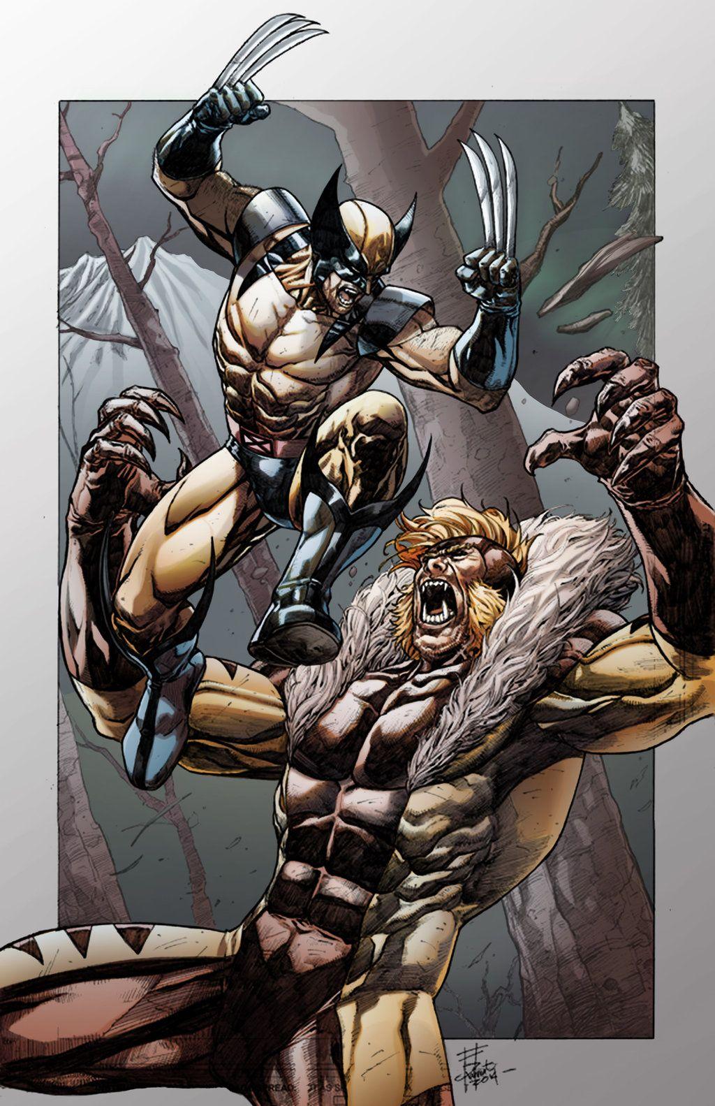 Comic art of Sabretooth snarling