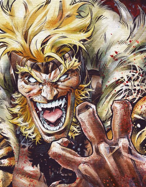 Comic art of Sabretooth snarling