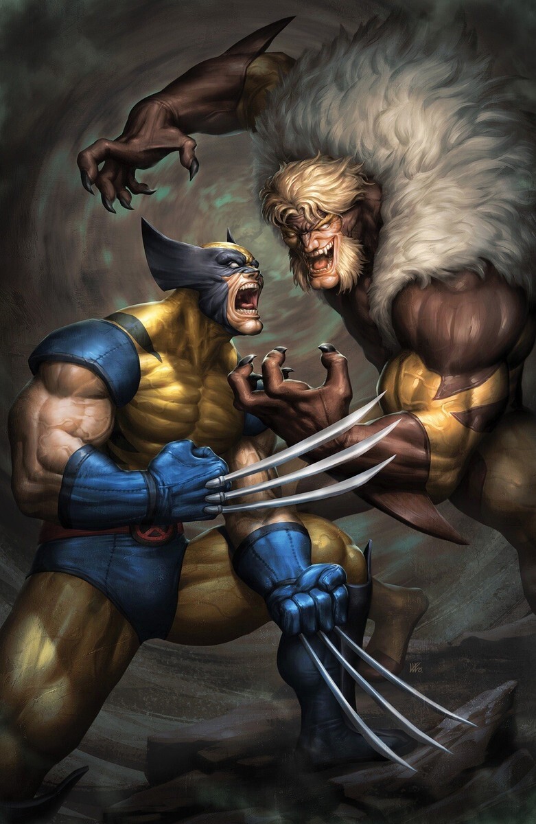 Sabretooth fighting Wolverine