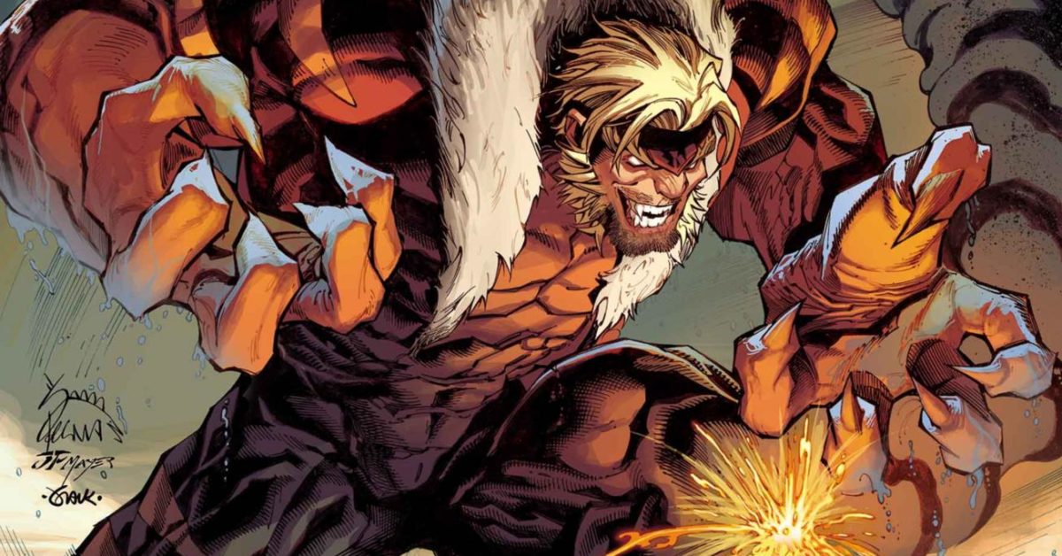 Sabretooth lunging comic art