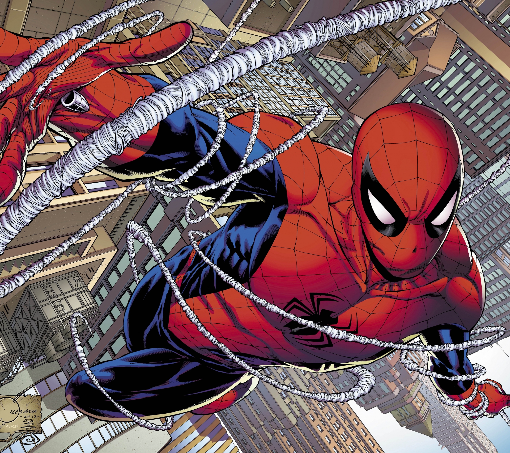 Spider-Man swinging through New York