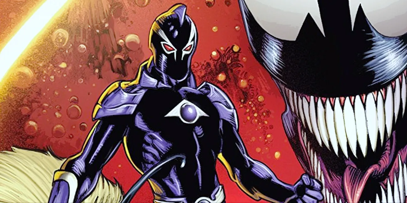 Tel-Kar wearing the Venom symbiote as Kree military armor, beside Venom