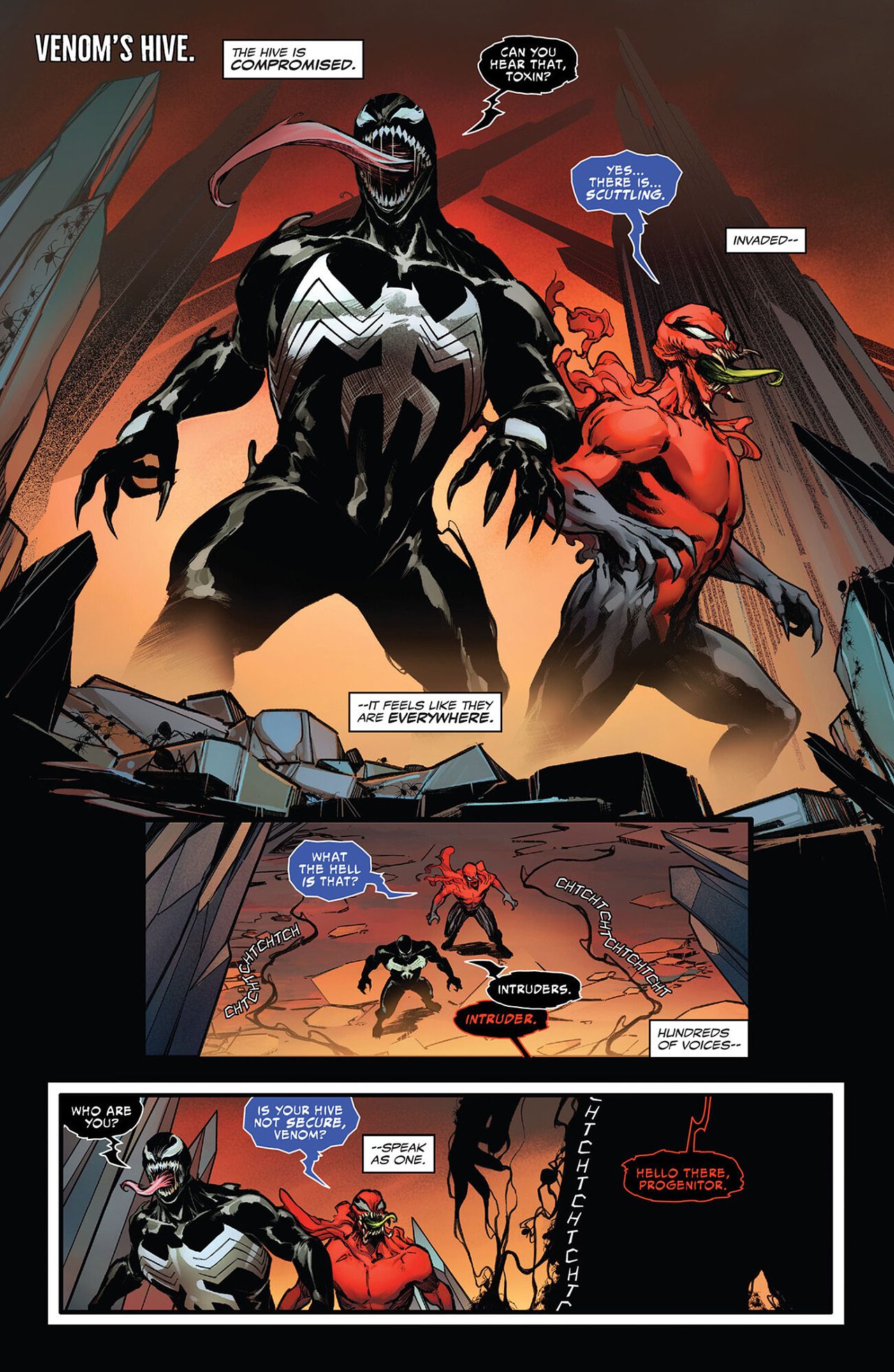 Venom comic art with its host